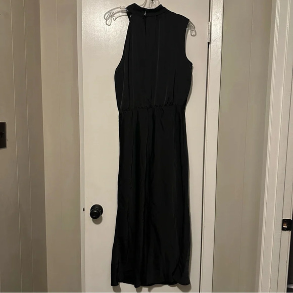 NWT PRETTYGARDEN Satin Dress Elegant Sleeveless Mock Neck Cocktail black size L - Picture 6 of 11